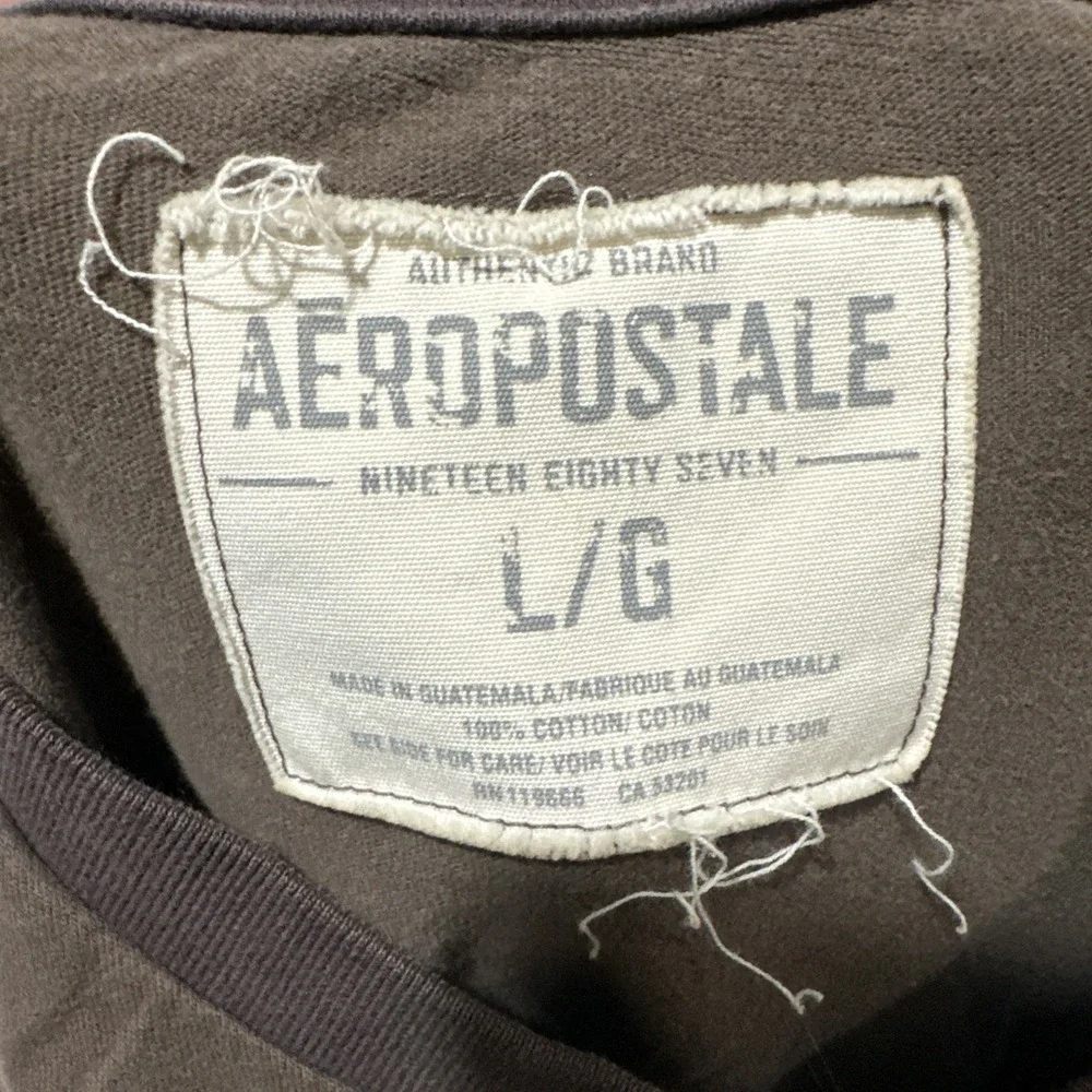 Aeropostale 1987 NY Graphic T Shirt Men's‎ L Brown Short Sleeve Ribbed Crewneck
